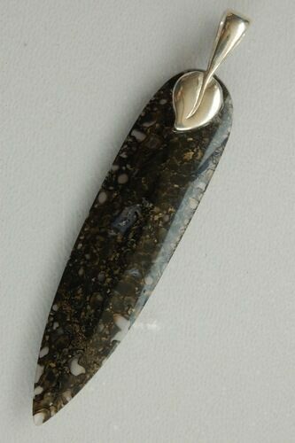 Black Spiderweb Dinosaur Gembone Spear Pendant #22525